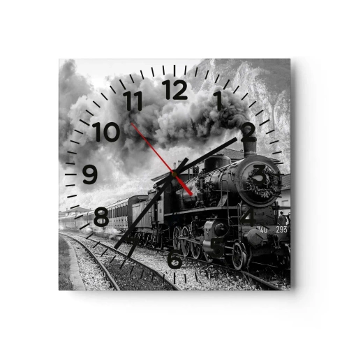Wall clock - Clock on glass - Standing at the Station... - 30x30 cm