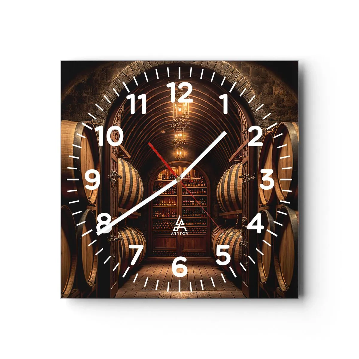 Wall clock - Clock on glass - Atmospheric Cellar - 40x40 cm