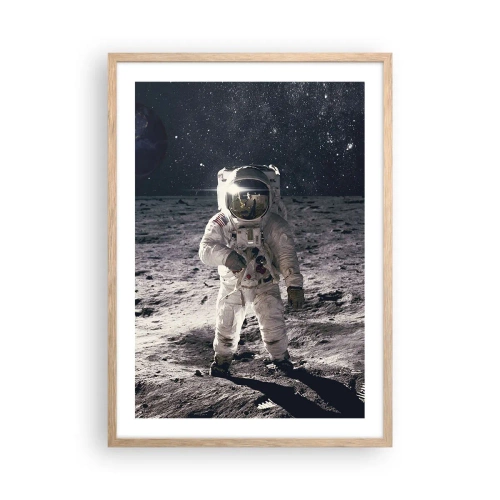 Poster in light oak frame - Greetings from the Moon - 50x70 cm
