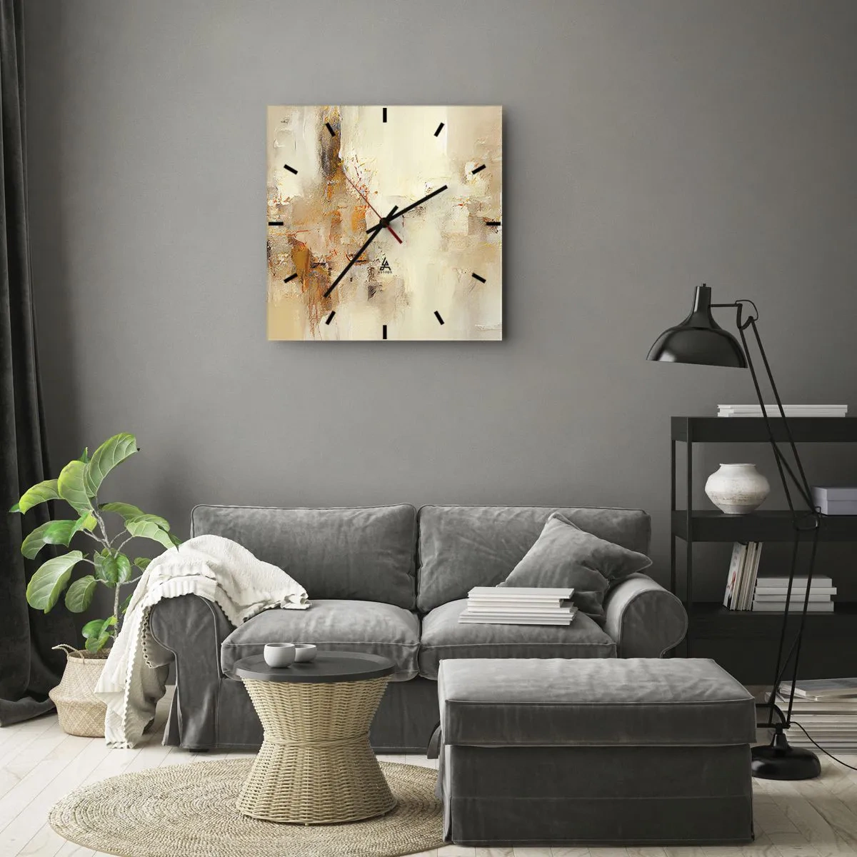 Wall clock - Clock on glass - Soul of Amber - 30x30 cm