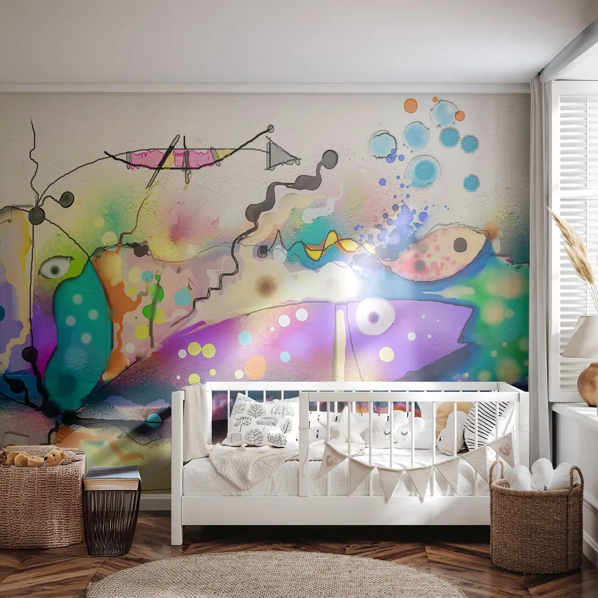 Photo Wallpaper Premium Sand - No Words! - Abstraction, Fish, Graphics - 100x70 cm