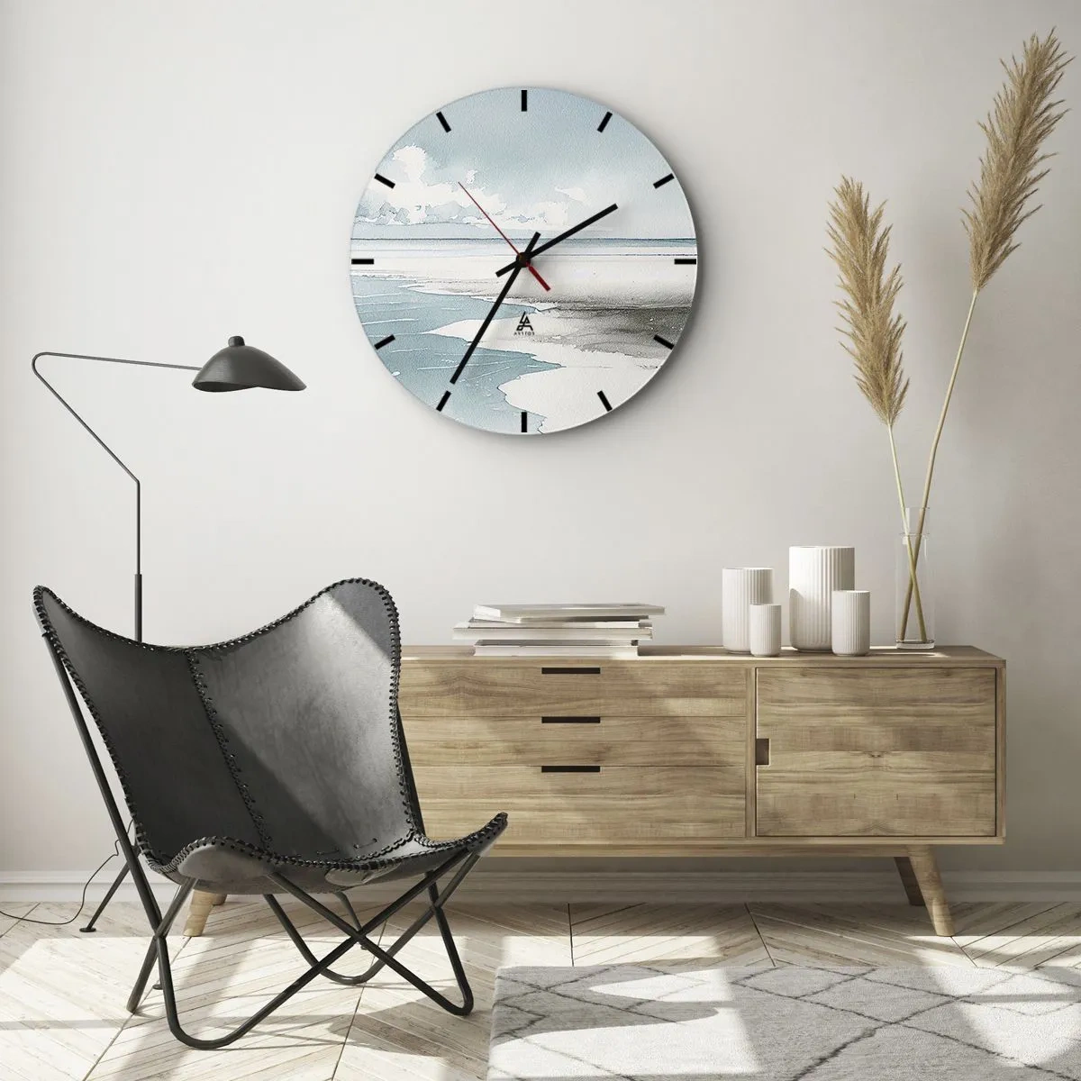 Wall clock - Clock on glass - Gentle Tide - 30x30 cm
