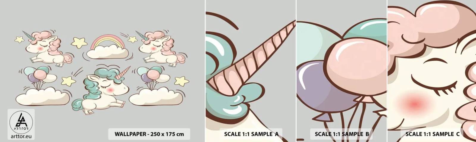 Photo Wallpaper Sample Self-Adhesive Deluxe Sticker - For Sure They Exist… - For children, Unicorn, Fairy tale - 100x30 cm