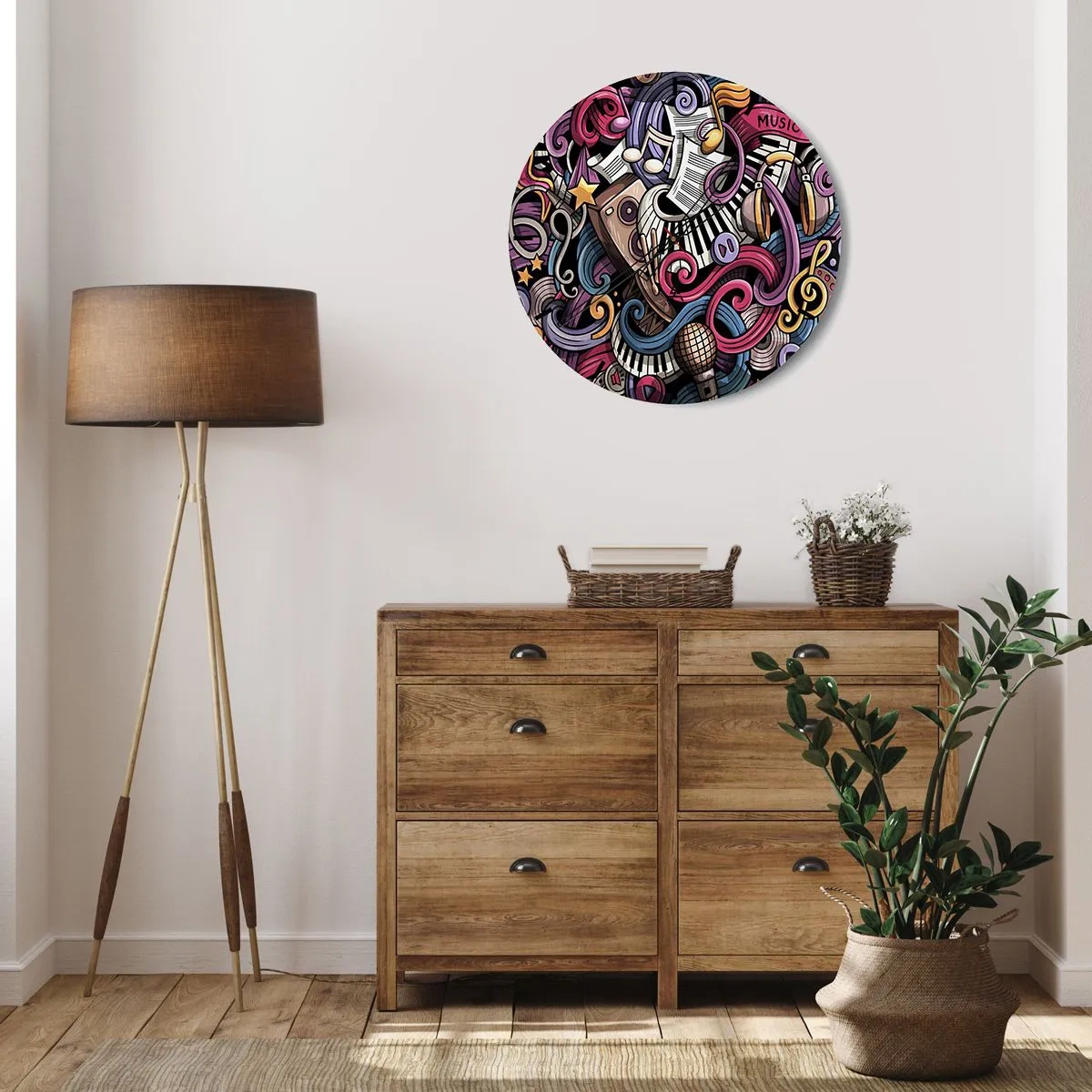 Wall clock - Clock on glass - Complicated Melody - 40x40 cm