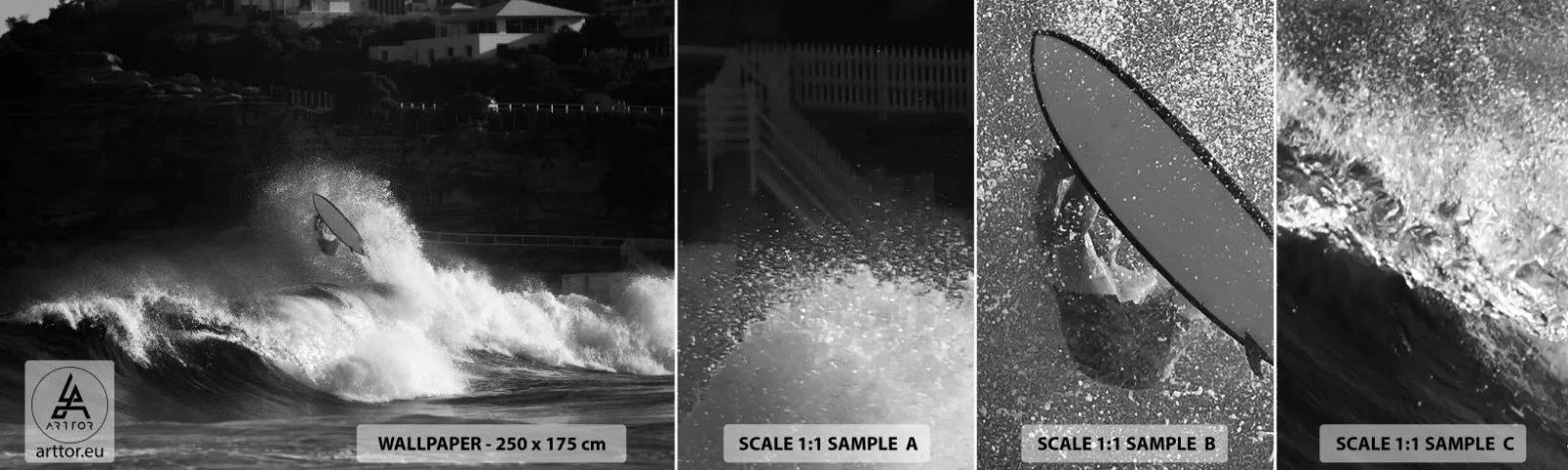 Photo Wallpaper Sample Standard Eco - Challenge Accepted! - Surfing, Wave, Water Sports - 100x30 cm