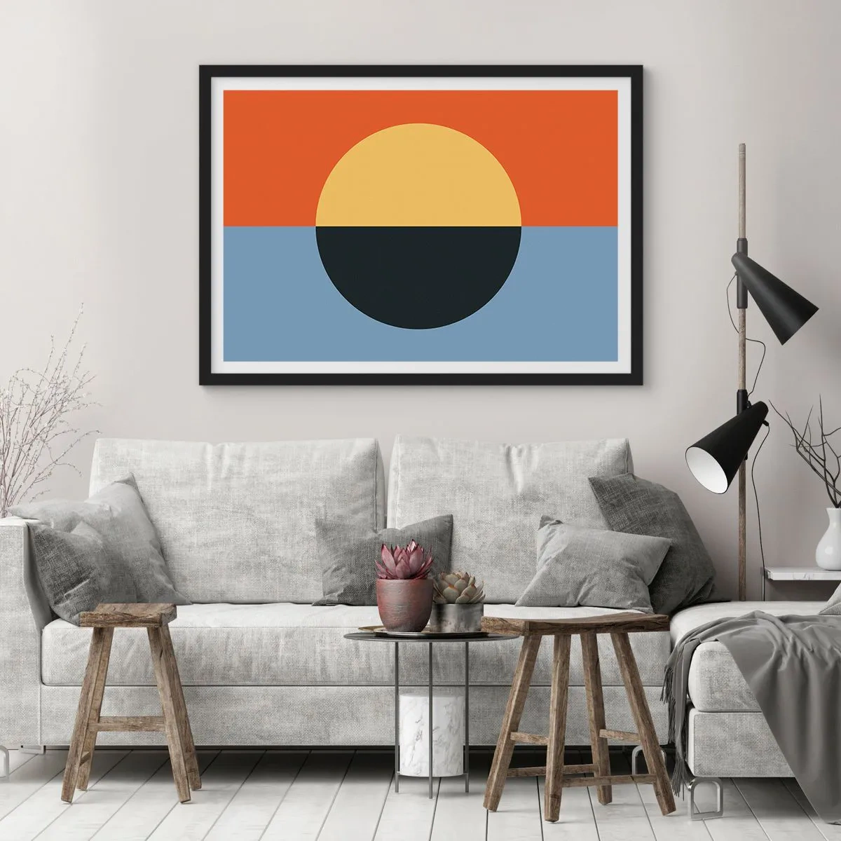 Poster in black frame - Composition of Warm and Cool - 50x40 cm