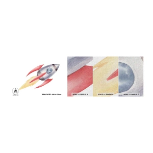 Photo Wallpaper Sample Premium Canvas - Higher, Faster, Further - A space rocket, Children's, Cosmos - 100x30 cm