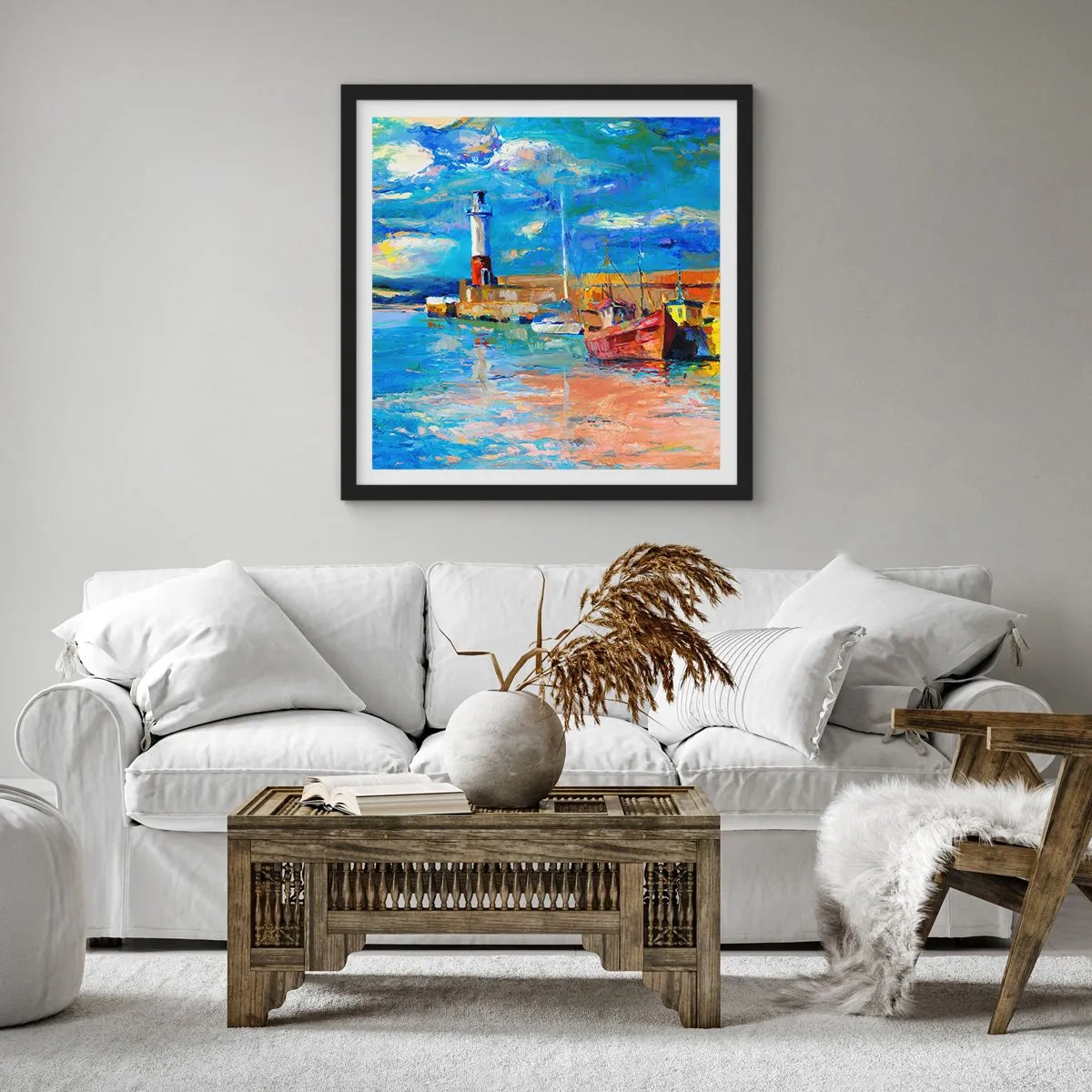 Poster in black frame - Afternoon in a Rainbow Bay - 50x50 cm