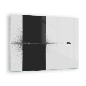Glass picture - An abstract composition of black and white with a dynamic line - 70x50cm - Straight to the Point - Modern wall decoration for the living room and bedroom ARTTOR