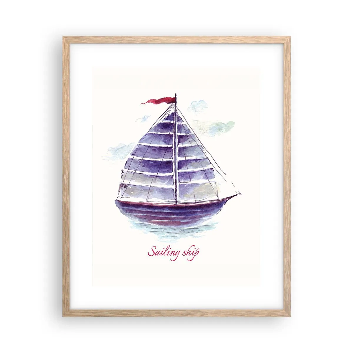 Poster in light oak frame - Full Sails And Calm Waters - 40x50 cm