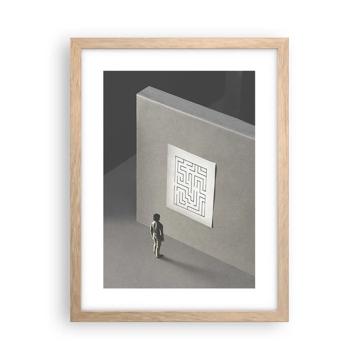 Poster in light oak frame - But Where Am I? - 30x40 cm