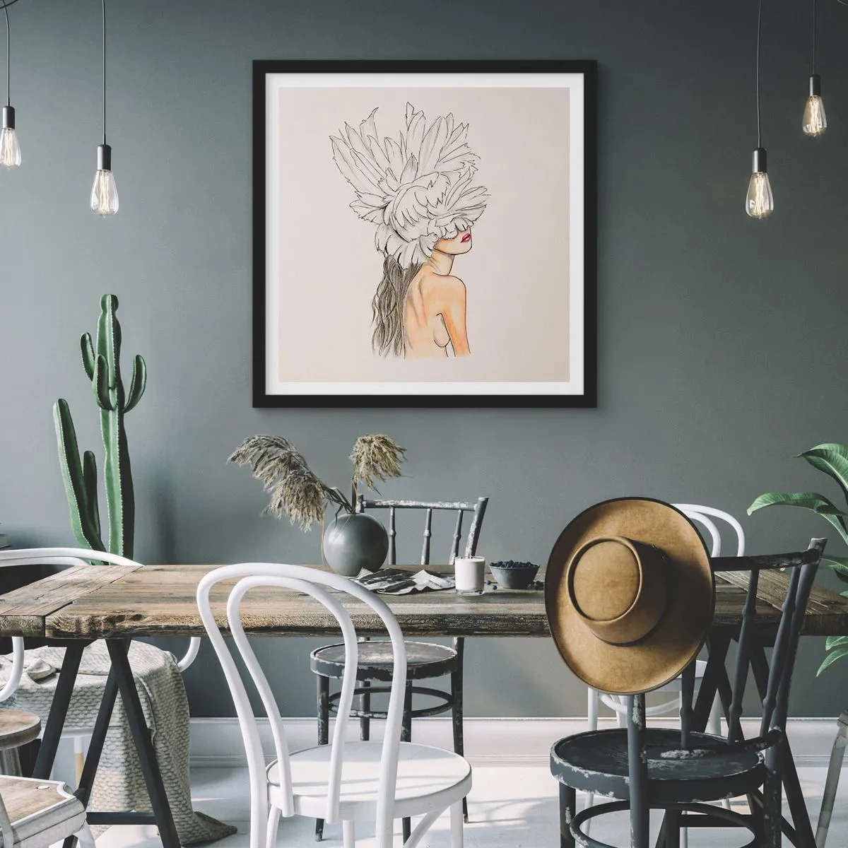 Poster in black frame - Crowned Beauty - 60x60 cm