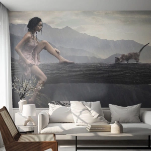 Photo Wallpaper Premium Canvas - Summits of Beauty - Woman, Model, Landscape - 300x210 cm