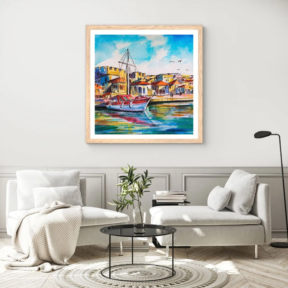 Poster in light oak frame - Rainbow Afternoon - 50x50 cm