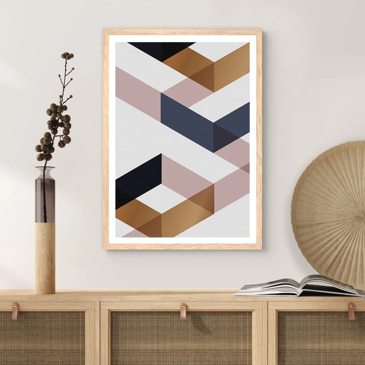 Poster in light oak frame - Planes and Angles - 50x70 cm