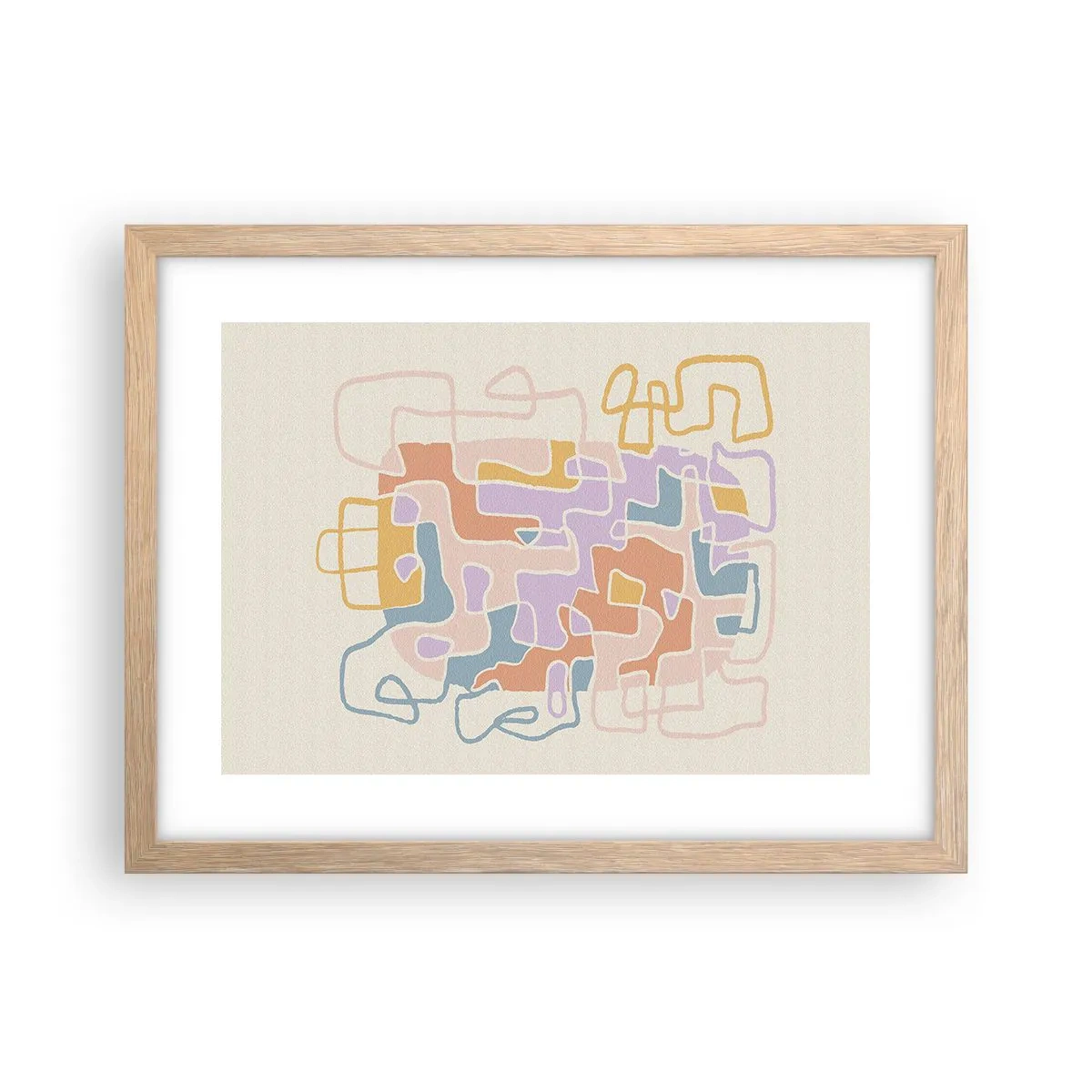 Poster in light oak frame - Maze - Joyful Adventure - 40x30 cm
