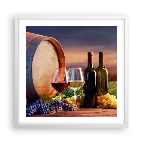 Poster in white frmae - Here Life Is Full of Flavour - 50x50 cm