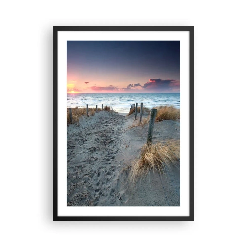 Poster in black frame - Beach path at sunset with sea view - 50x70cm - You Have Spilled a Rainbow of Sparkles… - Modern wall decoration for the living room and bedroom ARTTOR
