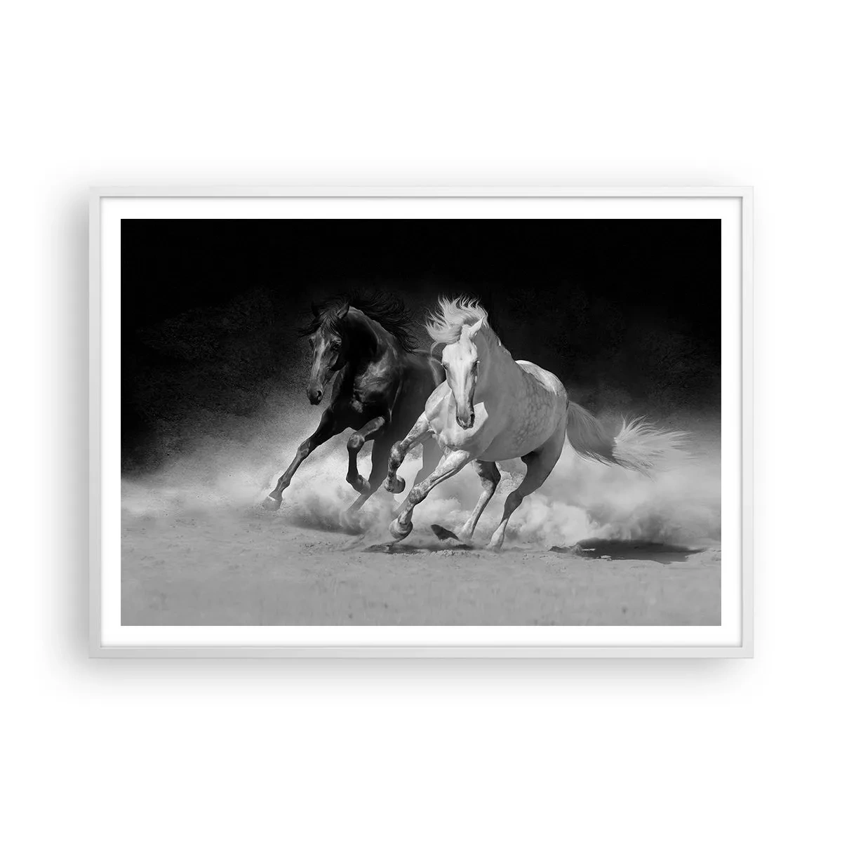 Poster in white frmae - Gallop of Freedom - 100x70 cm