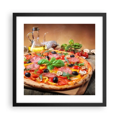Poster in black frame - With a Real Italian Flavouring - 40x40 cm