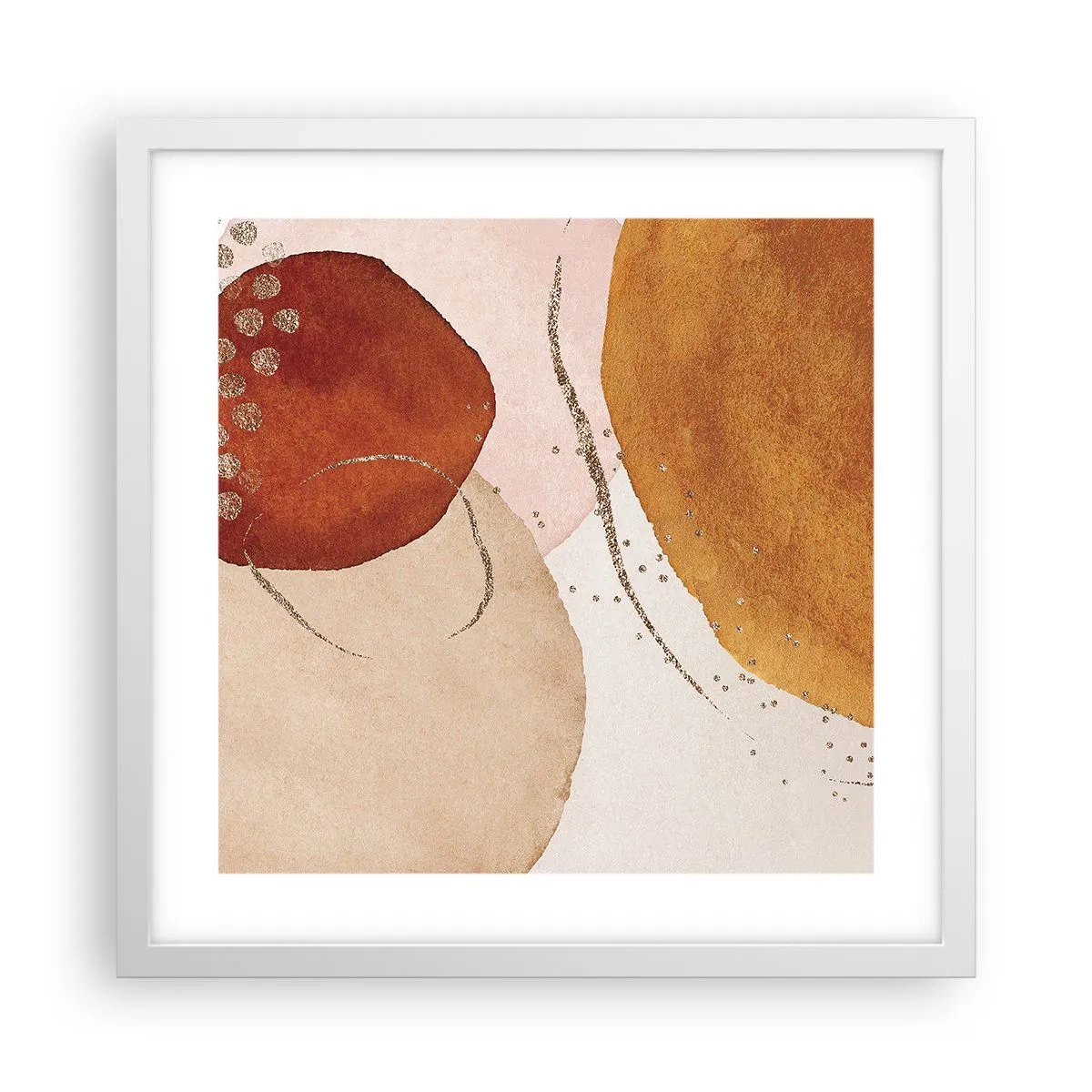 Poster in white frmae - Roundness and Movement - 40x40 cm