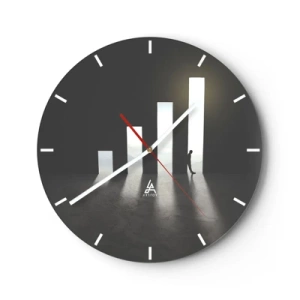 Wall clock - Clock on glass - Success - Impression - 40x40 cm
