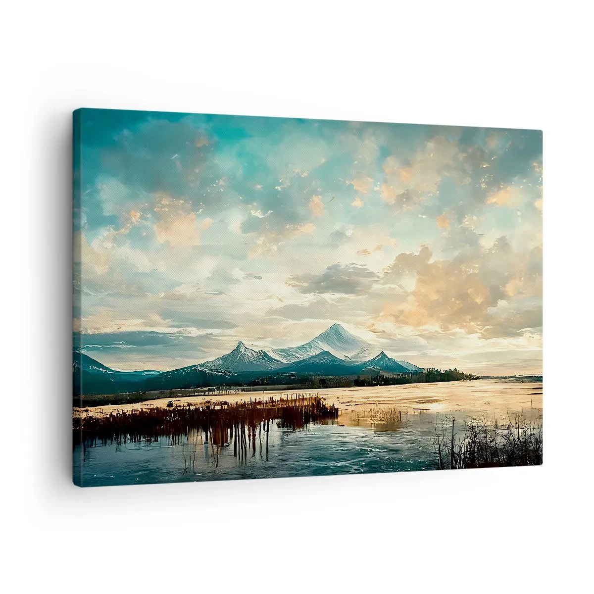 Canvas picture - picturesque landscape with a mountain and a calm lake - 70x50cm - Under Heaven's Protection - Modern wall decoration for the living room and bedroom ARTTOR