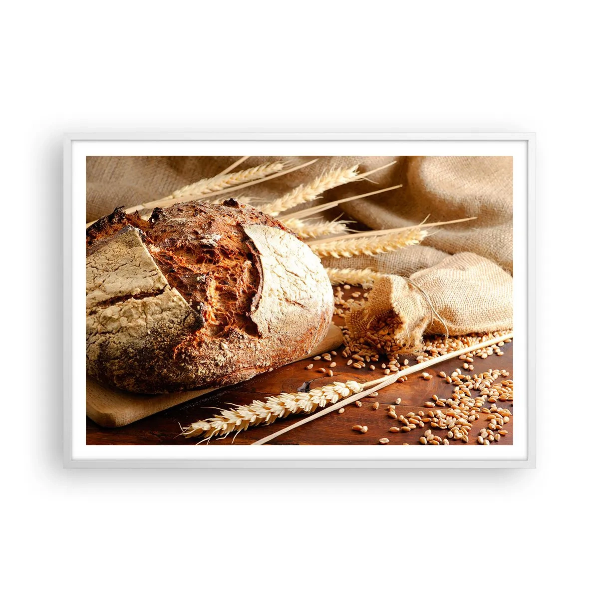 Poster in white frmae - Tasty, Fragrant, Crunchy - 100x70 cm