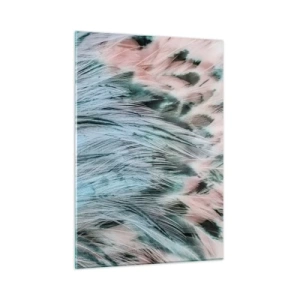 Glass picture - Sapphire and Pink Feathers - 50x70 cm