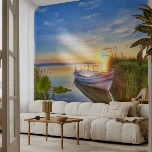 Custom Wallpaper Premium Sand - Bay of Fulfilled Dreams - Landscape, Lake, Łódź