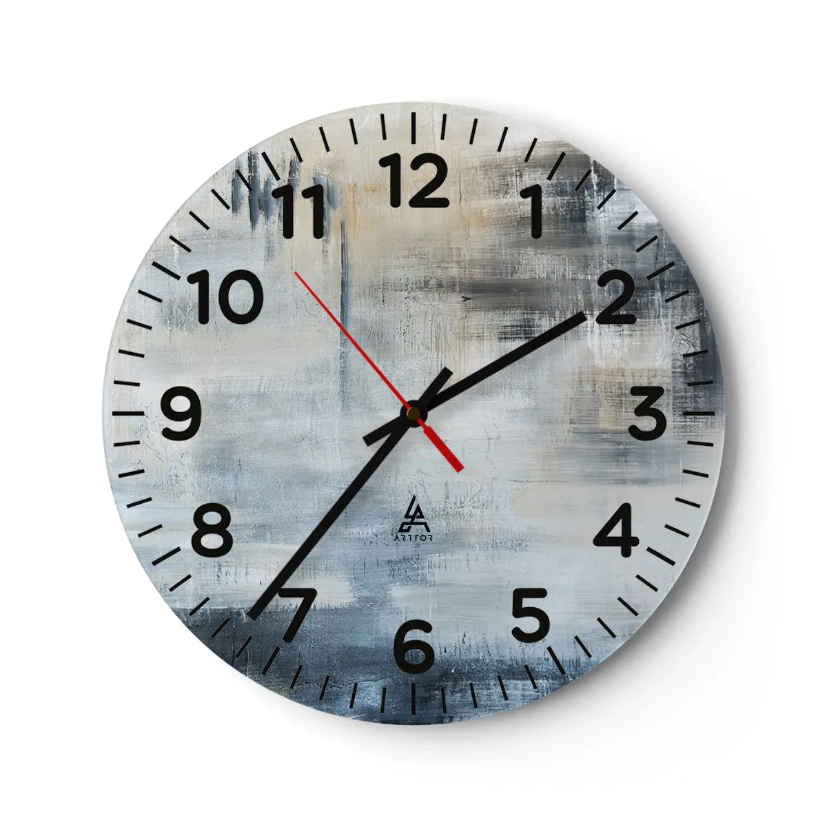 Wall clock - Clock on glass - Behind the Curtain of Blue - 30x30 cm