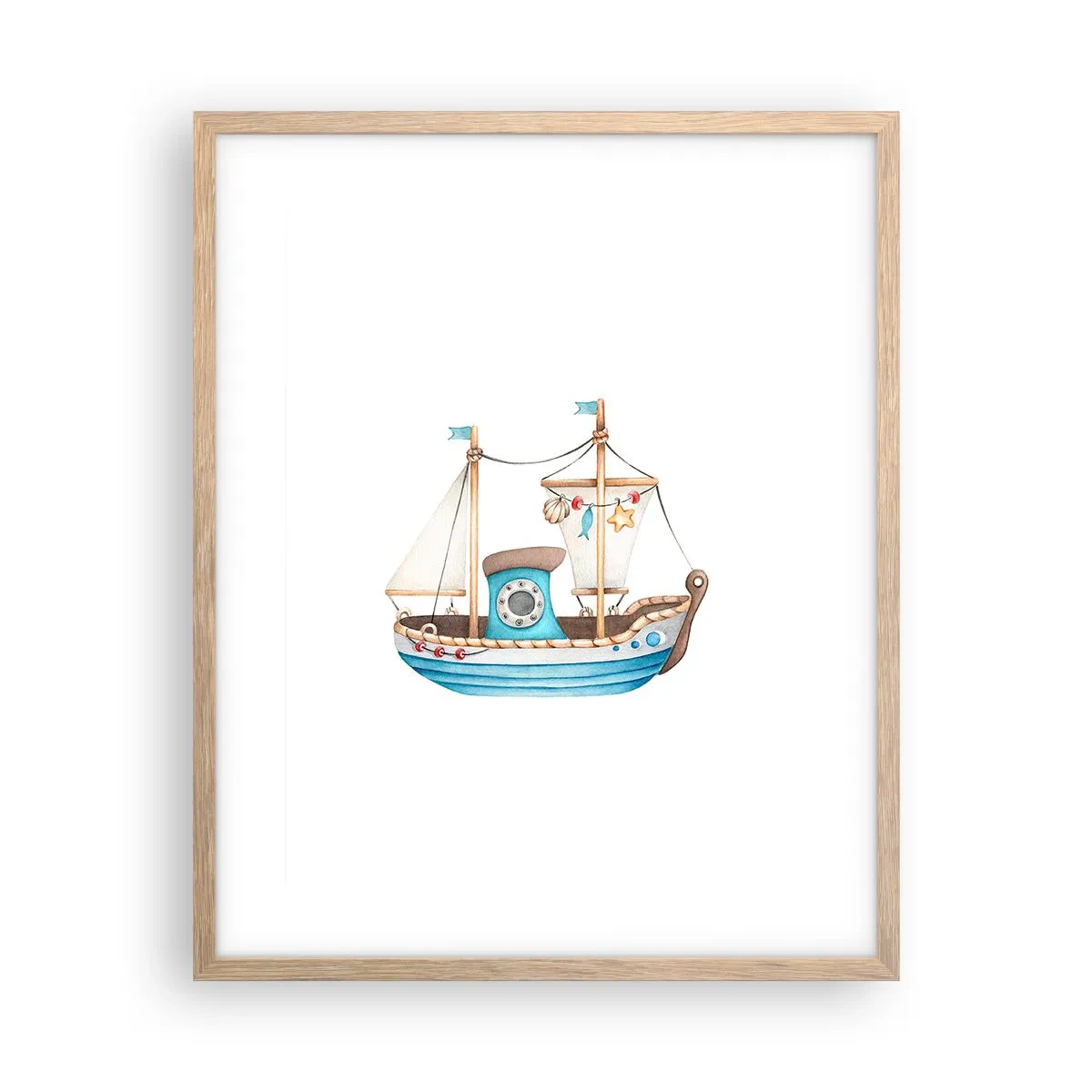 Poster in light oak frame - Ahoy, Adventure! - 40x50 cm