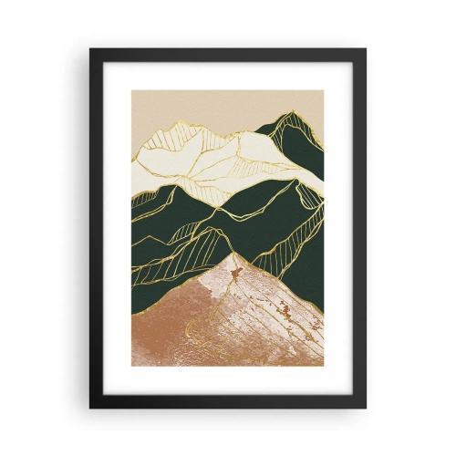 Poster in black frame - Golden Peaks - 30x40 cm