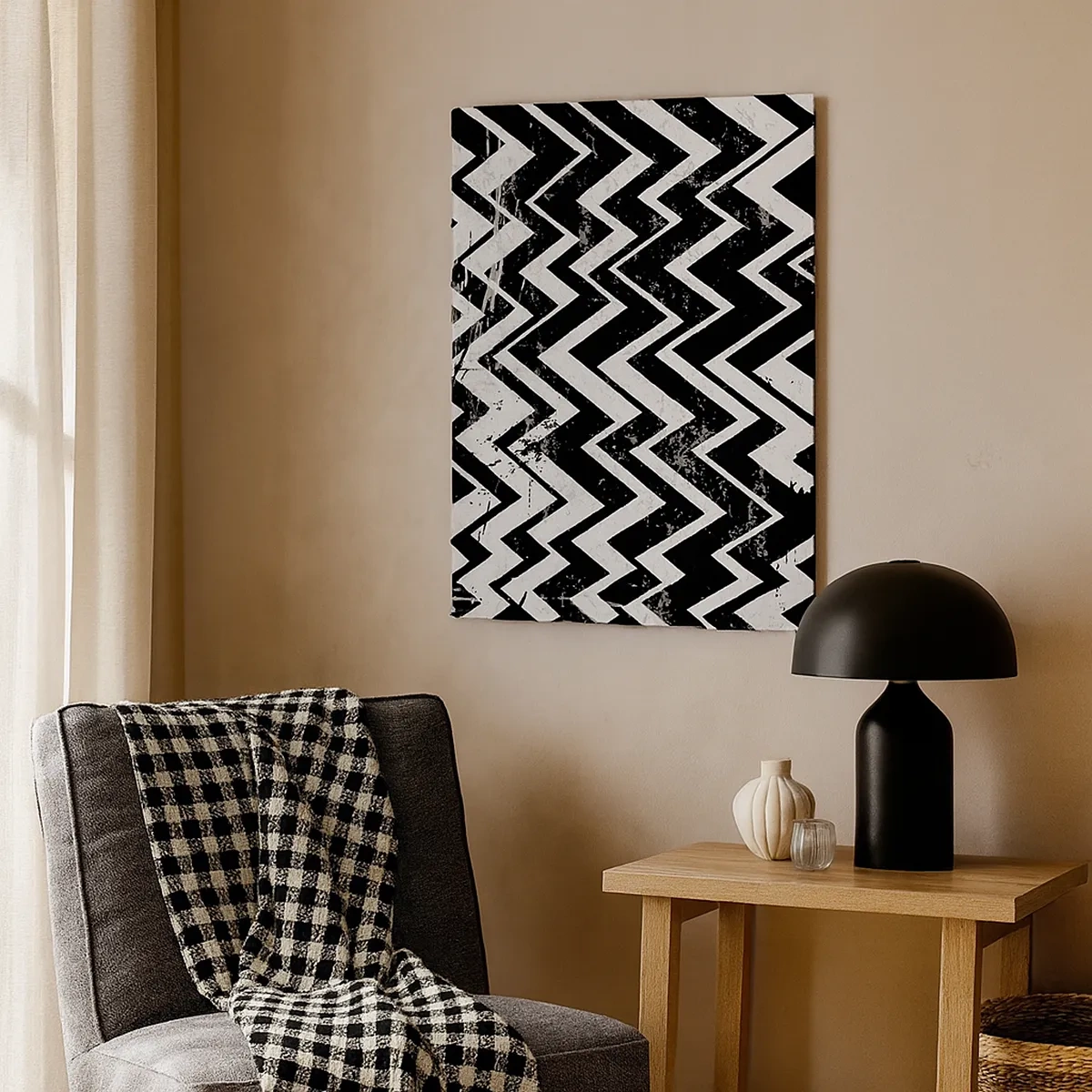 Canvas picture - Zig-White Zag-Black - 50x70 cm