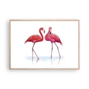 Poster in light oak frame - Pink Rendezvous - 100x70 cm