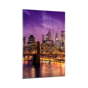 Glass picture - Violet and Gold Manhattan - 80x120 cm