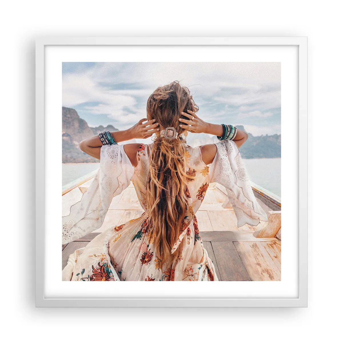 Poster in white frmae - On the Way to Happiness - 50x50 cm