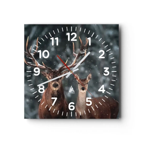 Wall clock - Clock on glass - Master of the Forest with His Wife - 30x30 cm