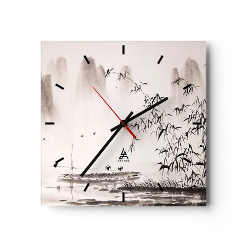 Wall clock - Clock on glass - Quiet As a Rice Field - 30x30 cm