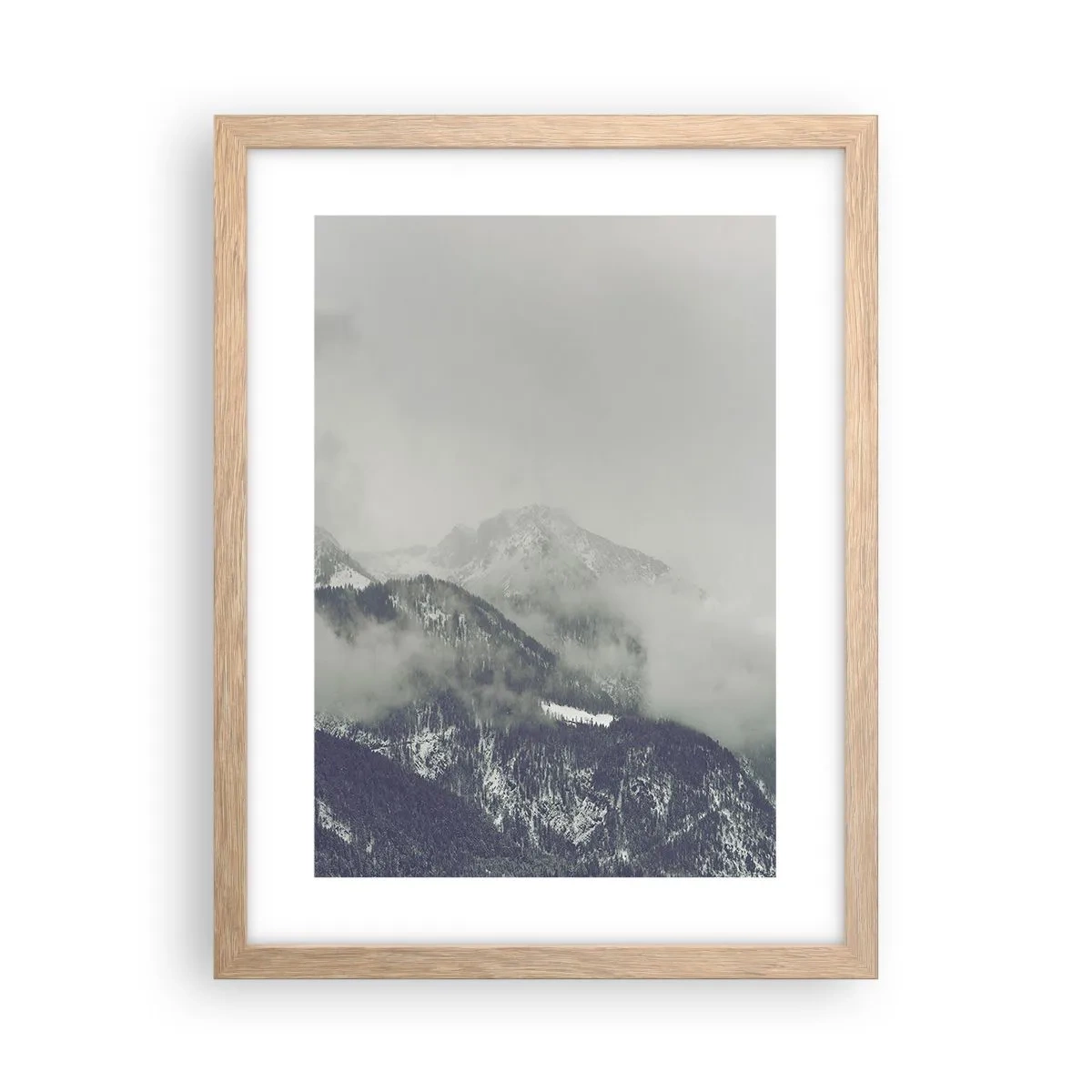 Poster in light oak frame - Foggy valley - 30x40 cm