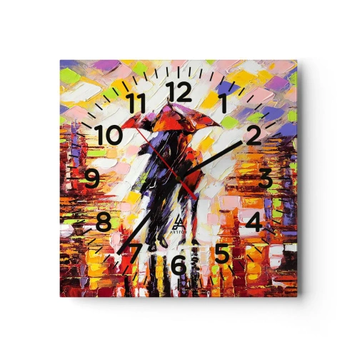 Wall clock - Clock on glass - Together through Night and Rain - 40x40 cm
