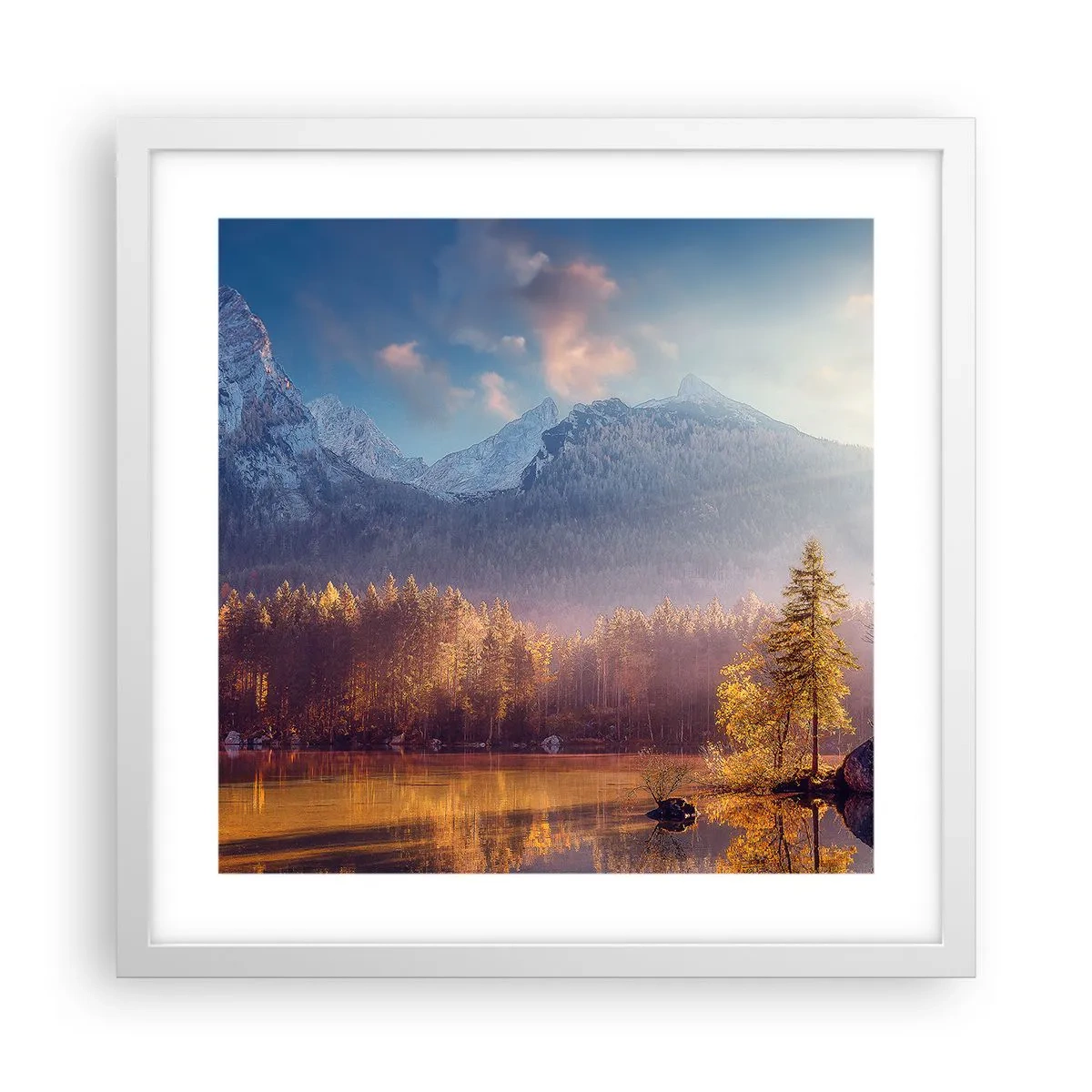 Poster in white frmae - In the Mountains and Valleys - 40x40 cm