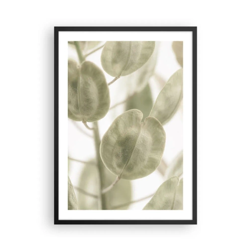 Poster in black frame - Close-up of green leaves in natural light - 50x70cm - In the Beginning There Were Leaves… - Modern wall decoration for the living room and bedroom ARTTOR