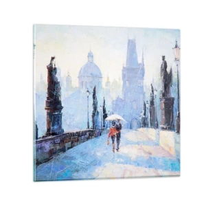 Glass picture - Rain Enchanted Us - 70x70 cm