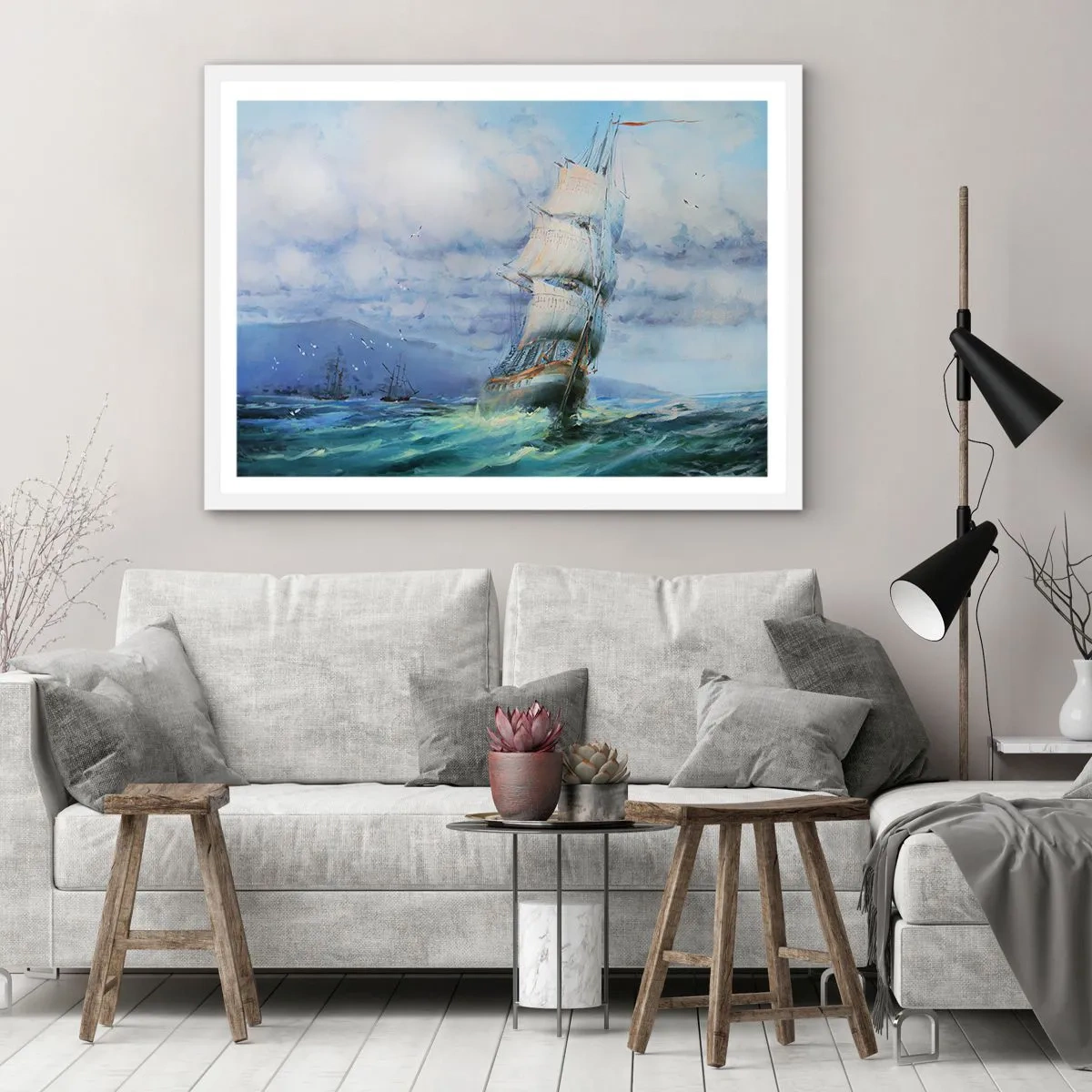 Poster in white frmae - Happy Winds - 50x40 cm