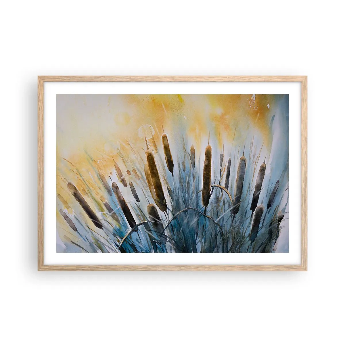 Poster in light oak frame - Coolness of Water, Heat of the Sun - 70x50 cm