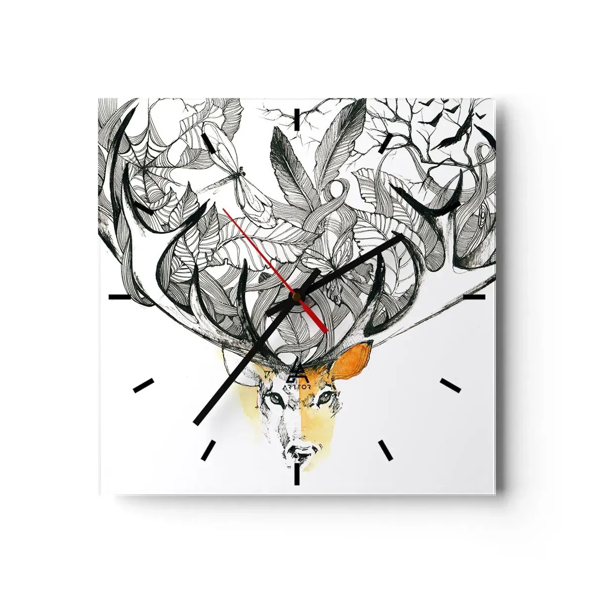 Wall clock - Clock on glass - Cornucopia - 30x30 cm
