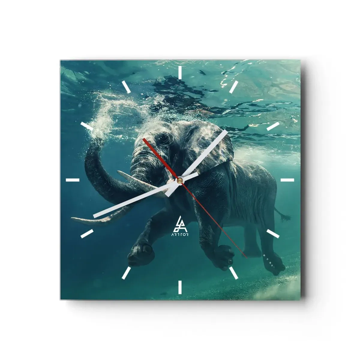 Wall clock - Clock on glass - Everyone Likes to Swim - 40x40 cm