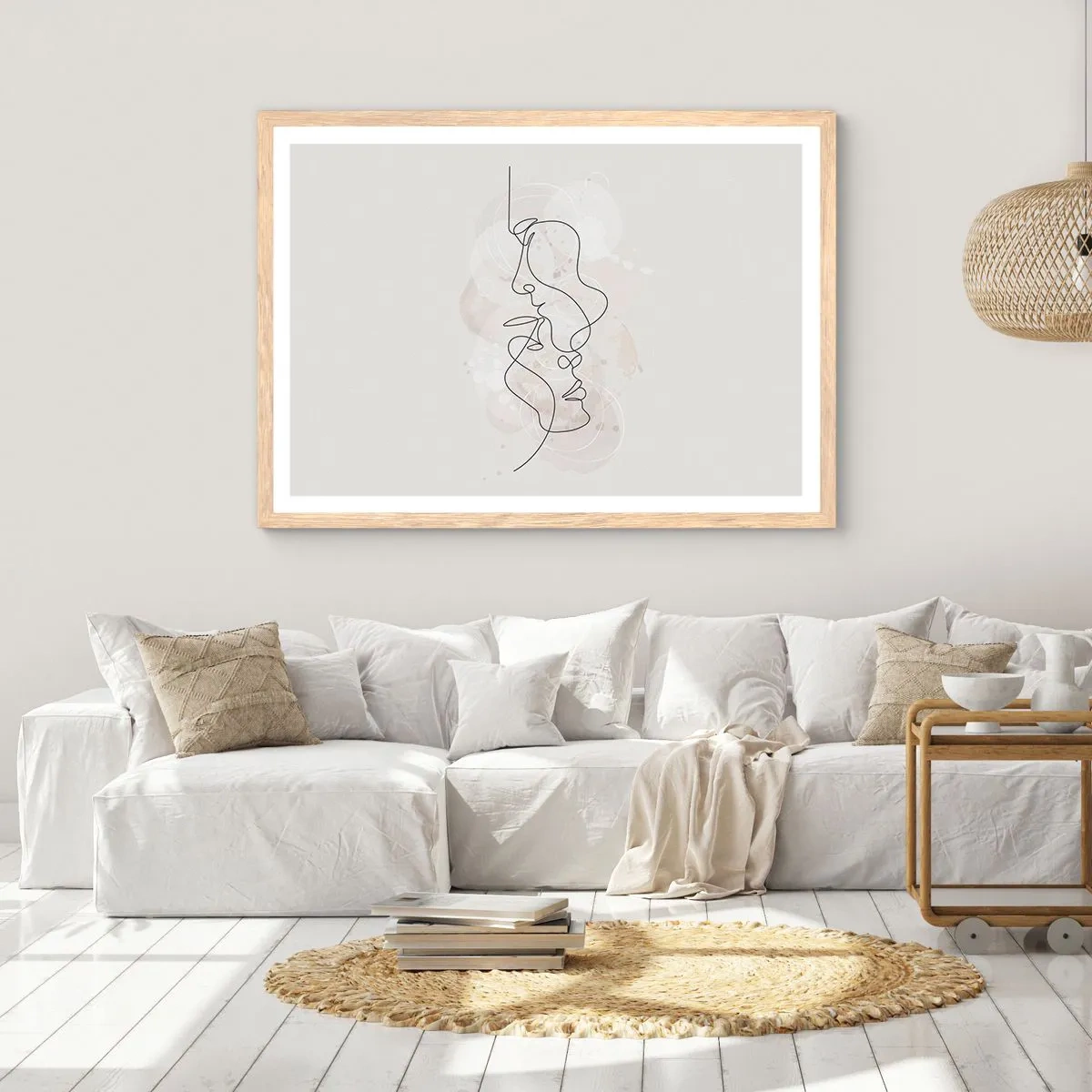 Poster in light oak frame - Tangled up in an Embrace - 91x61 cm