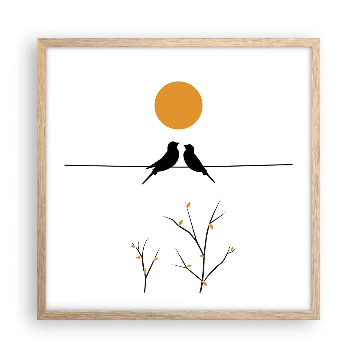 Poster in light oak frame - Nightingale Evening - 50x50 cm